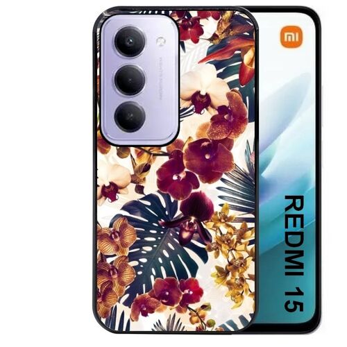 Coque noire Taperso pour Redmi 15 4G et 5G avec motif jungle couleurs d'automne