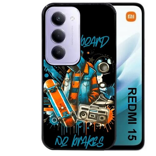 Coque noire Taperso pour Redmi 15 4G et 5G avec motif skate board
