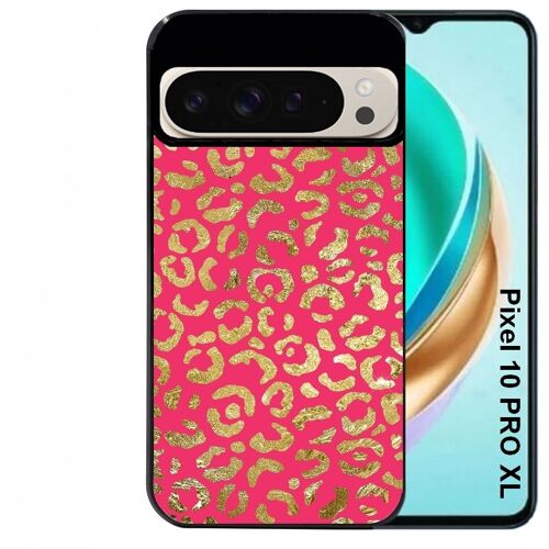 Coque noire Taperso pour PIXEL 10 PRO XL avec motif leopard fuschia
