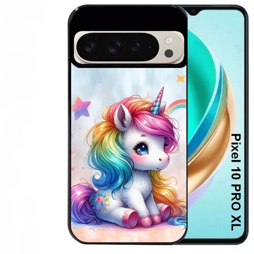Coque noire Taperso pour PIXEL 10 PRO XL avec motif licorne et etoiles