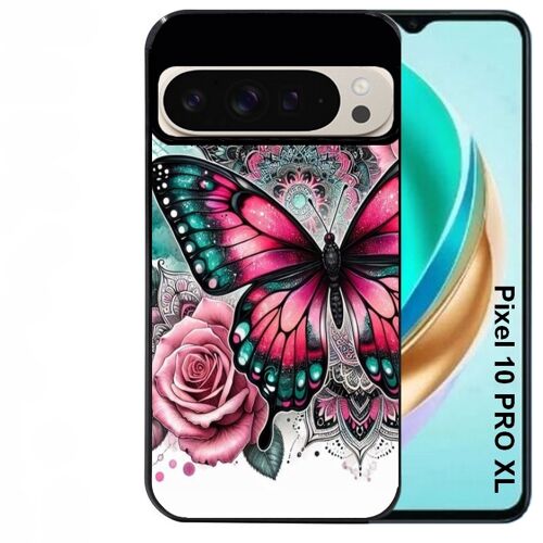 Coque noire Taperso pour PIXEL 10 PRO XL avec motif papillon rose