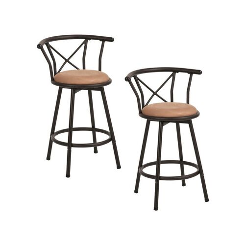 Lot De 2 Tabouret De Bar Pivotant Industriel, Hauteur D'Assise 63cm, Avec Repose-pied Et Dossier Et Coussin Rembourré - Meubles Cosy