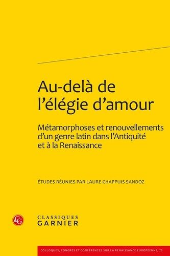Au-Delà De L'élégie D'amour - Métamorphoses Et Renouvellements D'un Genre Latin Dans L'antiquité