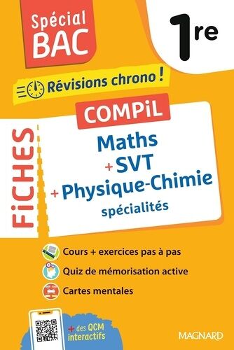 Spécial Bac 2026 - Compil De Fiches Maths - Physique-Chimie - Svt 1re - Tout Le Programme Des 3 Spécialités 1re En Fiches Visuelles