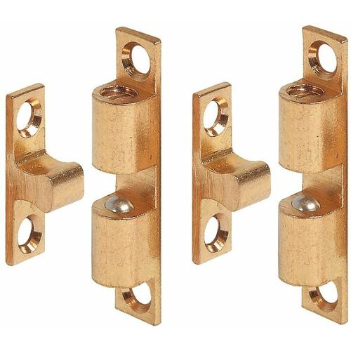 Cyclingcolors - 2x Loqueteau Laiton à Billes Acier Inox Doré 43mm à Visser Loquet Fermeture Meuble Placard étagère Vitrine