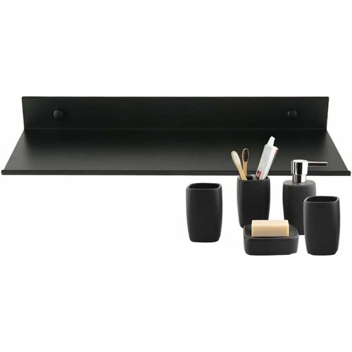 Tinor - Tagère Murale Flottante sélle De Bain étagère Rectangulaire En Aluminium Mat Tablette Murale Robuste Ultra-mince Support De Rangement Mural élégant Pour Cosmétiques Noir (40cm)