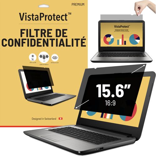 VistaProtect - Filtre de Confidentialité Premium, Film Protection Anti Regard pour Ecran d'Ordinateur & Moniteur (15.6" Pouces)