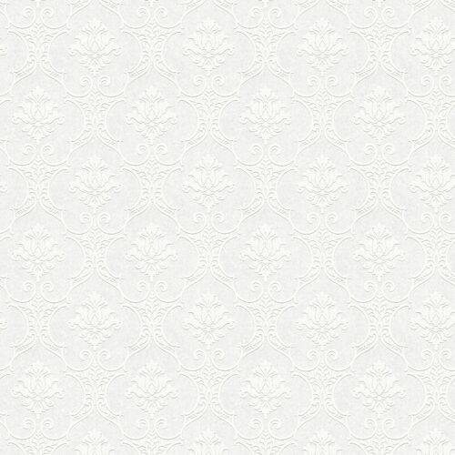 A.s.creations - Papier Peint Intissé Baroque Blanc Papier Peint Ornemental à Peindre Pour Chambres Et sélles à Manger