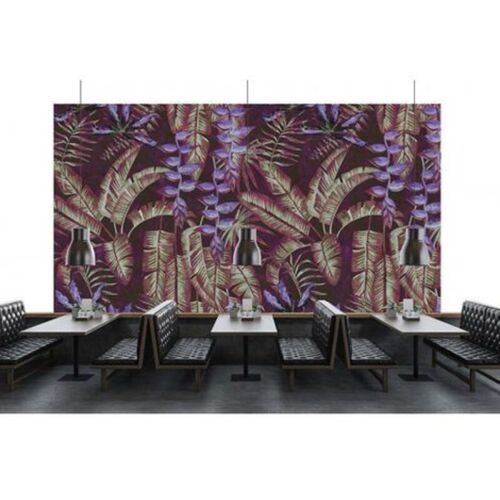 Papier Peint Panoramique Violet Et Vert Tropical Tapisserie Panoramique Jungle à Motif Feuilles Papier Peint Panoramique Tendance Exotique Pour sélon - Rouge, Violet