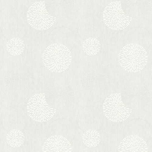 A.s.creations - Papier Peint Circulaire Floral Papier Peint Intissé à Peindre Avec Fleurs Moderne Papier Peint Intissé à Motif Floral En Blanc