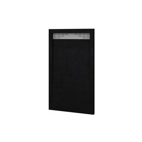 Tegler - Receveur De Douche Avec Demi-cadre Modèle Bidai Texture Ardoise. Noir, Siphon En Cadeau 80x110 Ral 9005