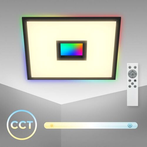 Panneau Led Avec Rétro-Éclairage Dimmable - 44,5x44,5 Cm - Plafonnier Bureau Plat 24w 2200lm Cct 3000-6500k Télécommande Mémoire Minuteur Veilleuse Noir - Telefunken