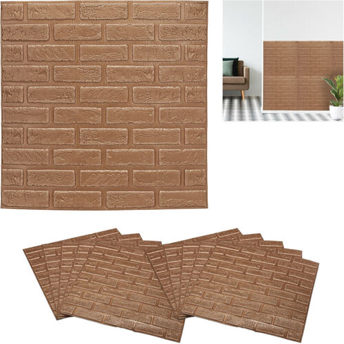 Relaxdays - Panneaux Muraux, Lot De 10, Autocollants, À Découper, Effet 3d, Style Brique, 70 X 70 Cm, Bronze