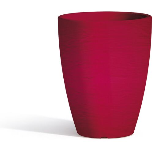 Idralite - Pot Avec Soucoupe En Résine Mod. Aloe Rond 30 Cm H 38 Rouge