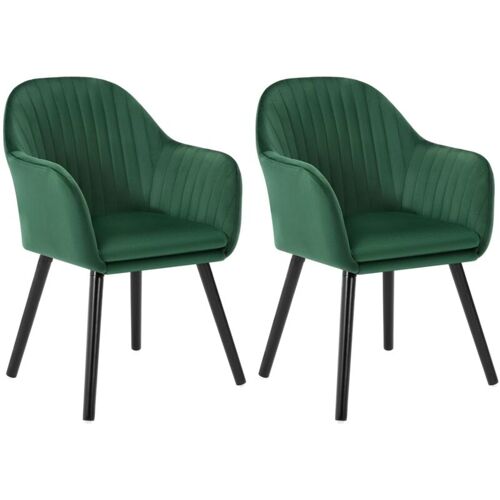 Woltu - Lot De 2 Chaises De sélle à Manger Assise En Velours, Chaise Pour Cuisine/sélon/café, Vert Foncé