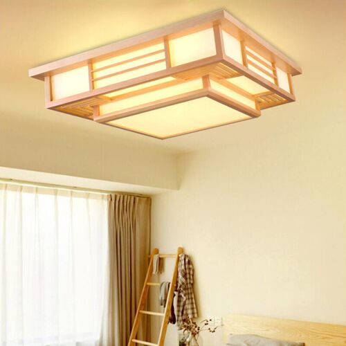 Senderpick - Plafonnier Japonais À Led À Intensité Variable En Continu - En Bois Massif - Géométrie Créative - Pour Sélon, Chambre À Coucher
