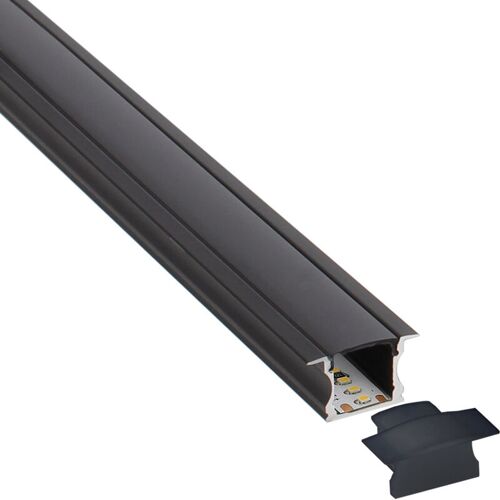 Kit - Profilé En Aluminium Rida Pour Bandes Led, 1 Mètre, Noir
