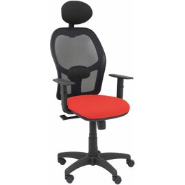 Chaise Alocén Maille Noire Orange Foncé Siège Bali Orange Foncé Accoudoirs Réglables Appui-tête Fixe