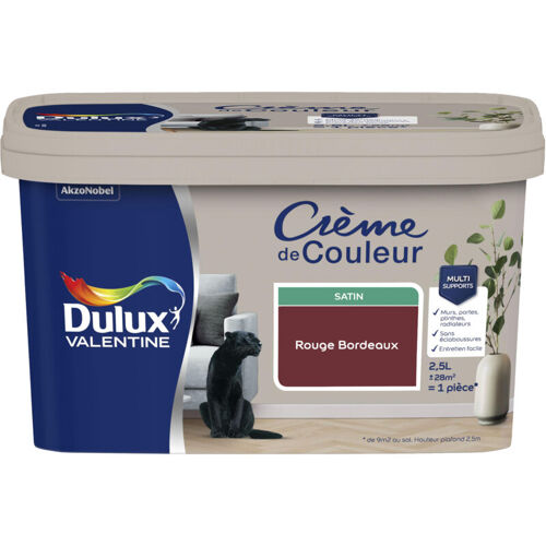 Peinture intérieure couleur Crème De Couleur Dulux Valentine satin rouge Bordeaux 2.5L