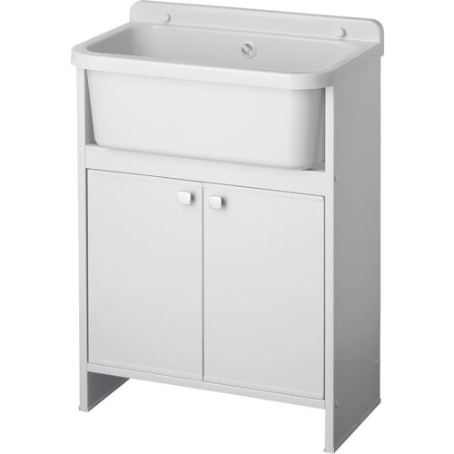 Lavabo économiseur D'espace En Pvc En Kit Intérieur/extérieur Avec Pilozzo 55 Cm Et Grille Blanc