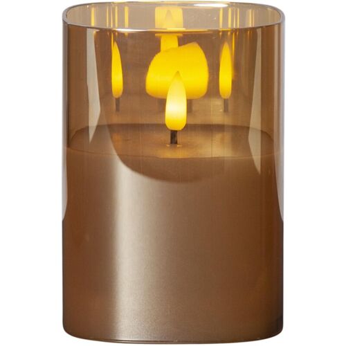 Best Season - Star Trading Photophore Led 'flammé Avec Effet Scintillant, Pile, Minuterie, Ambre, 12,5cm