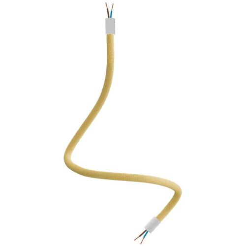 Creative Cables - Kit Creative Flex Tuyau Recouvert De Tissu Rm79 Mostarda Avec Extrémités Métalliques - 60 Cm, Blanc Mat