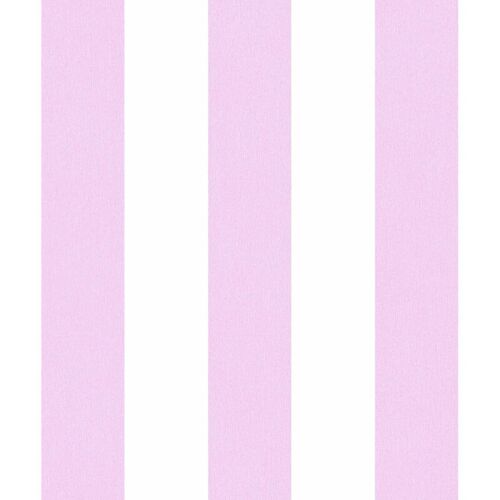 A.s.creations - Papier Peint Chambre Fille Rose & Blanc Avec Rayures Tapisseries Rayures Violet Clair & Blanc Chambre Enfant Papier Peint Intissé Chambre Bébé