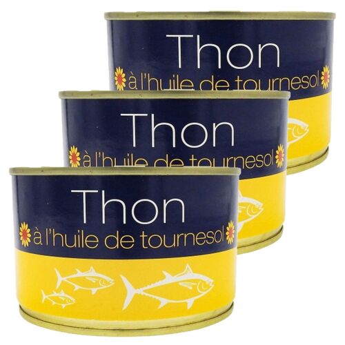 Lot 3x Thon Entier À L'huile De Tournesol - Conserve 260g