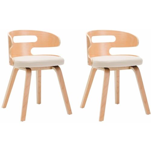 Lot de 2 chaises de salle à manger cuisine design intemporel bois courbé et synthétique crème CDS020410