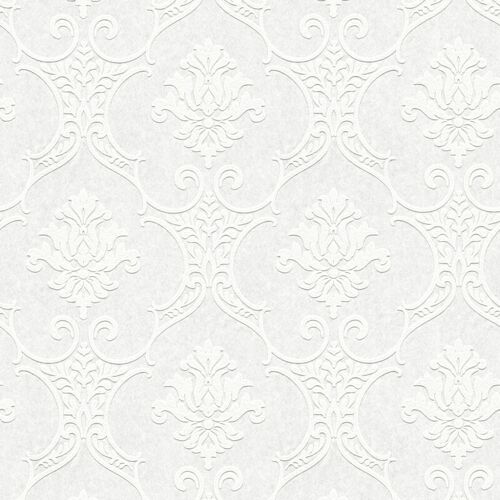 A.s.creations - Papier Peint Baroque Blanc Papier Peint Intissé à Motifs Ornés élégant à Peindre