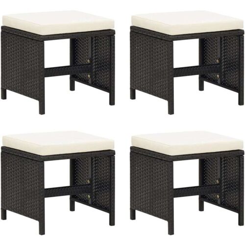 Tabourets De Jardin Lot De 4 Avec Coussins Résine Tressée Noir Vidaxl