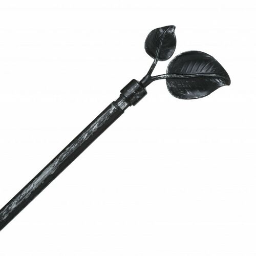 Tringle En Métal Réglable 120 à 210 Cm - D 1,9 Cm - Embout Feuilles - Noir - Livraison Gratuite