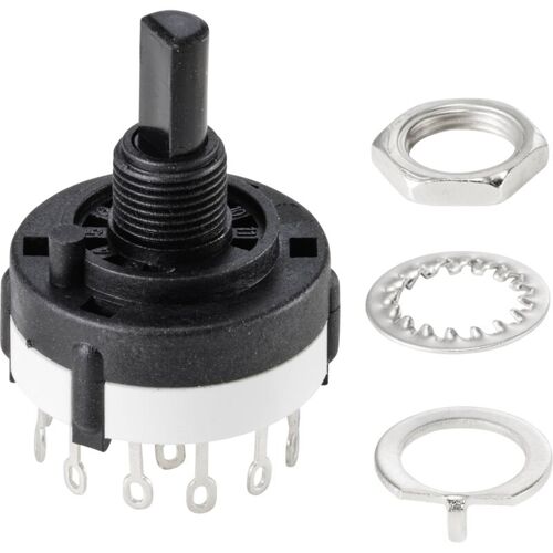 Tru Components Commutateur rotatif, Bouton + interrupteur, Blanc, Noir