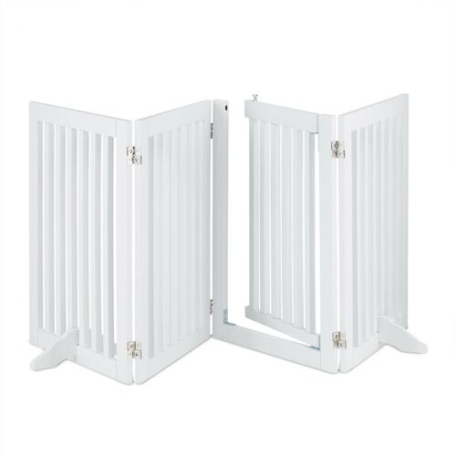 Relaxdays - Barrière De Sécurité Non Fixe, Pliable, Avec Porte Et Pieds, H X L : 70 X 207 Cm, Pour Chiens, Blanche