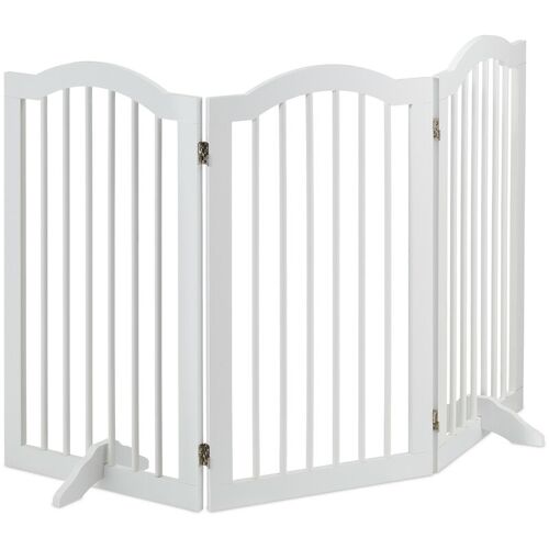 Relaxdays - Barrière De Sécurité Non Fixe, Avec Pieds, 3 Pans, Pliable, Hxl : 92 X 154 Cm, Pour Chiens, Blanche