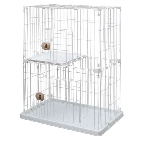 Iris Ohyama, Pet Cage / Cage De Jeu À 2 Niveaux 1 Plateau 2 Entrées Pour Chats - Pet Cage Pec-902, Blanc
