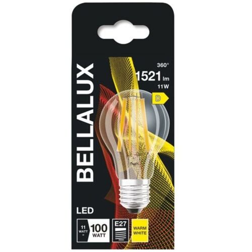 Bellalux - Ampoule Led Verre Transparent Standard E27, 11w, Blanc Chaud.