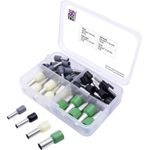 Assortiment D'Embouts Simples Tru Components 4 Mm² Partiellement Isolé Gris, Noir, Jaune, Vert 45 Pc(s)