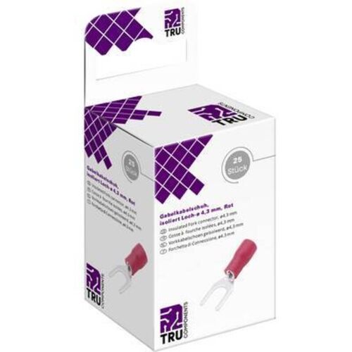 Tru Components - T2010c301 Cosse à Fourche 0.5 Mm² 1.5 Mm² Du Trou=4.3 Mm Partiellement Isolé Rouge 25 Pc(s) Y678902