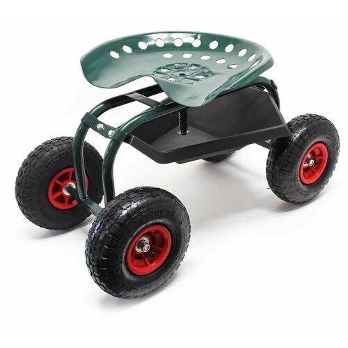Siège de jardin sur larges roues 150 kg max chariot coulissant porte-outil Helloshop26 16_0002694