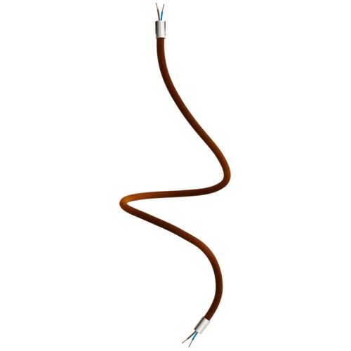 Creative Cables - Creative Flex Kit Tuyau D'Extension Recouvert De Tissu Rm13 Brown Avec Extrémités Métalliques - 90 Cm, Titane sétiné