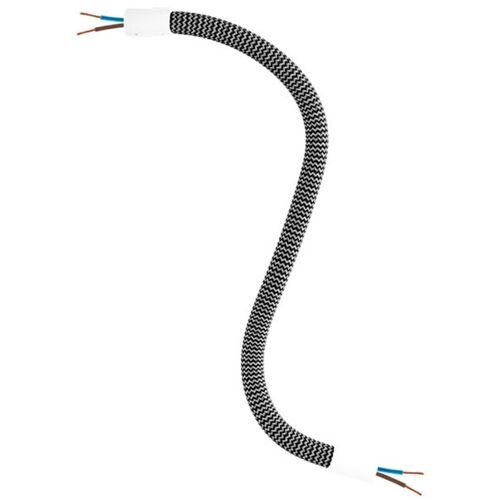 Creative Cables - Kit Creative Flex Tuyau D'extension Recouvert De Tissu Rz30 Black Iron Avec Extrémités En Métal - 30 Cm, Blanc Mat