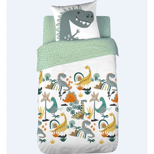 Parure De Lit - Cote Deco Kids - Dinoséure - 100% Coton - 140x200 Cm - Multicolore