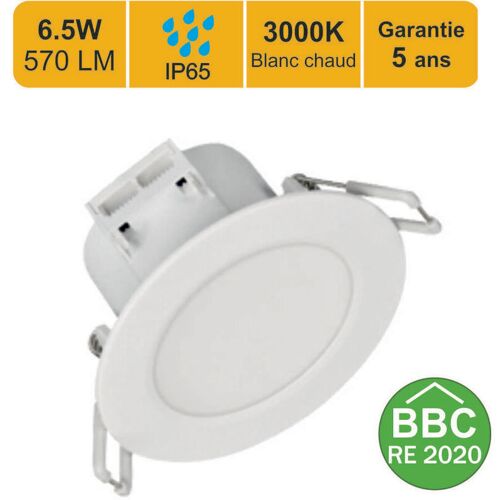 Lutece-Arc - Spots Led Encastrable Bbc (Rt2012) Ip65 - Spécial Sélle De Bain - 6.5w 500 Lm 3000k - Garantie 5 Ans