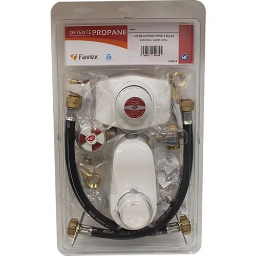 Kit Propane Bi-bouteille - Lyre 35cm (5 Ans) + Vanne - 4.0kg/h - 37mbar