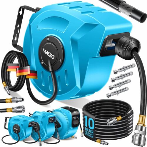 Masko - Enrouleur De Tuyau D'Air Comprimé Automatique 1/4 Raccord - Enrouleur De Tuyau Mural Enrouleur De Tuyau D'Air Comprimé Bleu / 10m