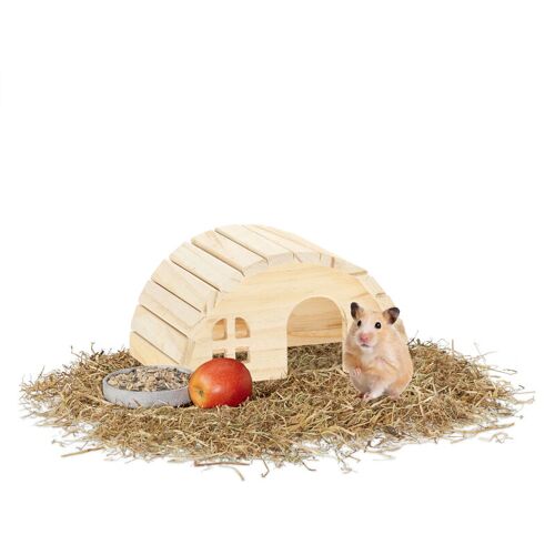 Maison Pour Hamster (Nain) Et Souris, En Bois, Accessoire De Cage, H X L X P : Env. 10 X 18,5 X 13 Cm, Nature - Relaxdays