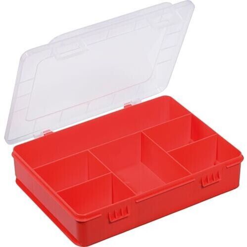 Europlus Basic 18/6 Boîte De Rangement à 6 Compartiments En Polypropylène Avec Fermetures à Cliquet Rouge Allit 457175