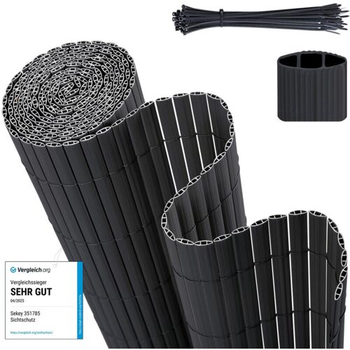 Sekey - Brise-Vue En Pvc 100x500 Cm ¿ Double Renfort ¿ Protection Intime Pour Clôture De Jardin ¿ Anthracite