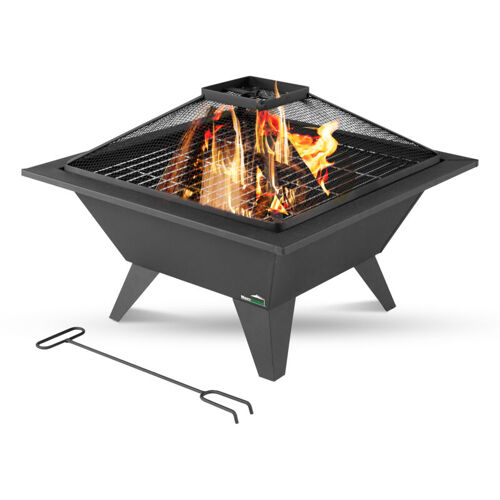 Maxxgarden Brasero Extérieur 50 X 50cm - Avec Protection Contre Les Étincelles - Brasero De Jardin - Pour Balcon Et Terrasse - Noir